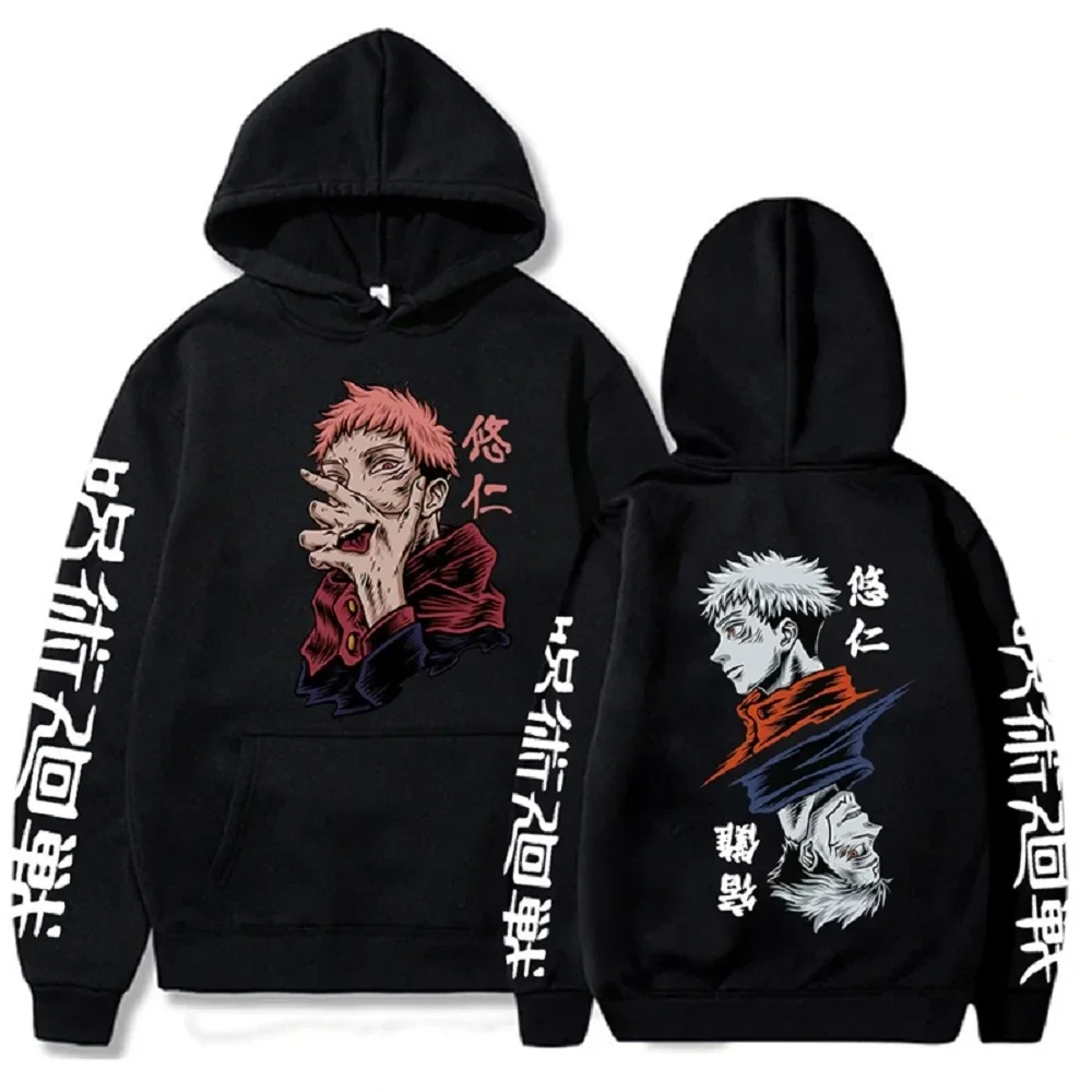 Sudaderas con estampado de Anime Jujutsu Kaisen, Sudadera con capucha para hombre, ropa de calle Harajuku de otoño e invierno, Sudadera con capucha de talla grande Yuji Itadori