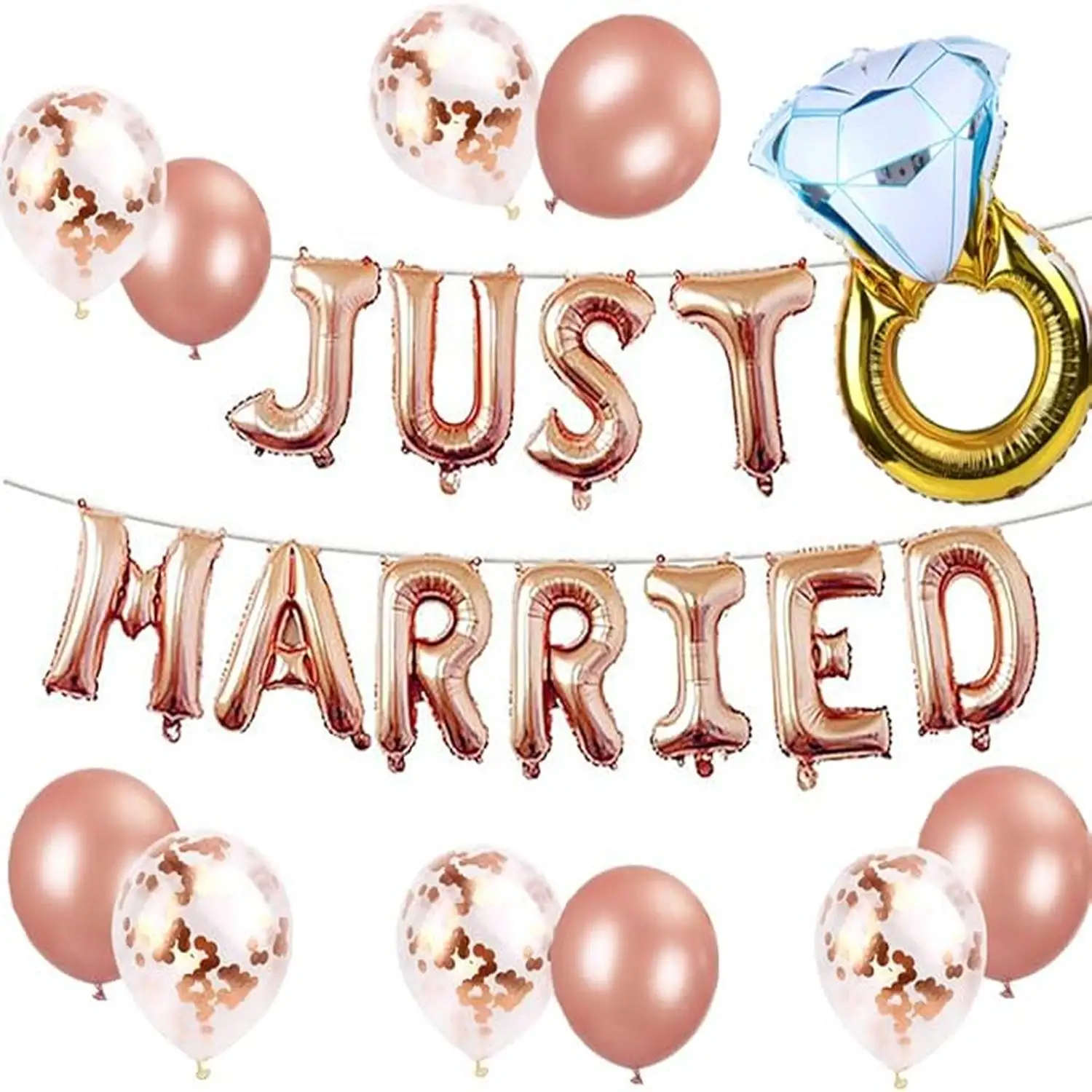 

Набор из 12 воздушных шаров и баннеров «Just Married» для свадебной вечеринки, украшения для девичника, декор для свадебного торжества