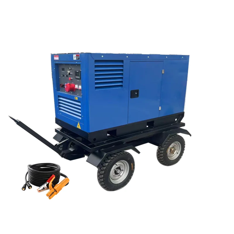 Wheels Trailer MMA Tig Mig 300A 600A 500A DC Arc Welder Genset Unit 400Amp Diese Welding Plant