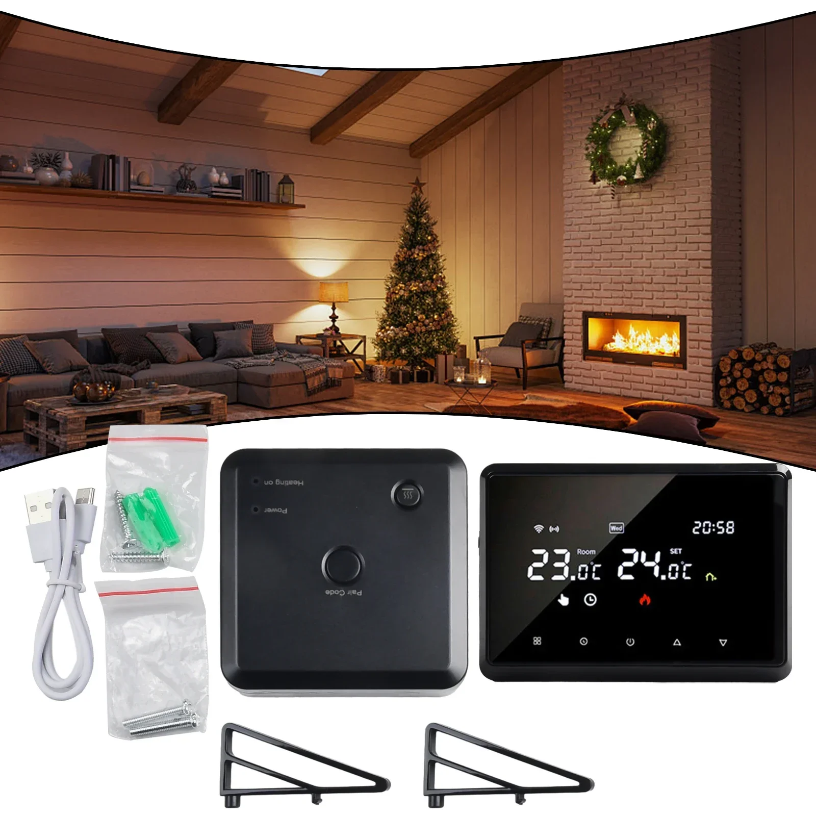 

For Tuya Wireless WIFI For Thermostat For Wall-Mounted Boilers/Water Floor Heating Data Cable Bracket Receiver