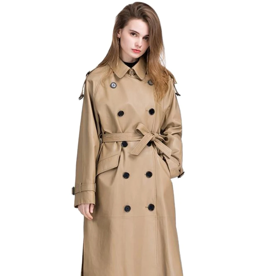 Wholesale women custom Leather Coat Women New Products Long Fashion Leather Coat high quality for women