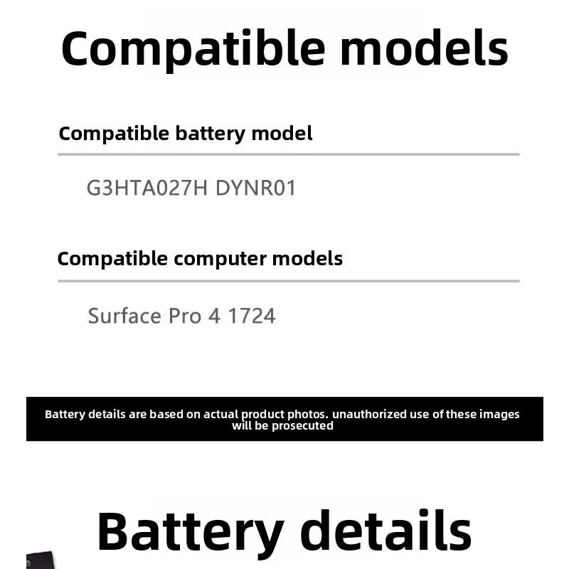 สำหรับไมโครซอฟต์ เซอร์เฟซ โปร 4 1724 DYNR01 G3HTA027H แบตเตอรี่แล็ปท็อปคุณภาพสูงแบตเตอรี่ความจุสูงเปลี่ยนแบตเตอรี่