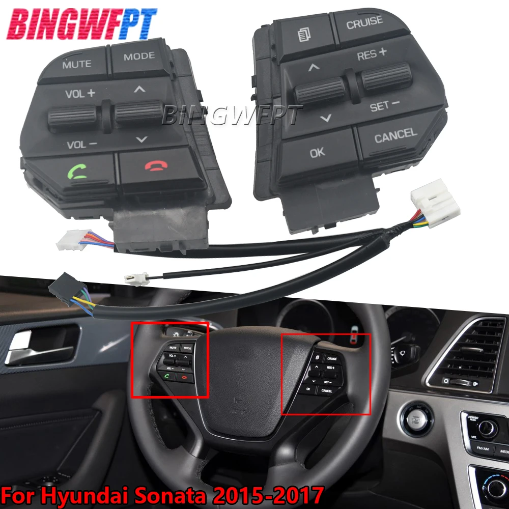 

Многофункциональный переключатель на руле, левая кнопка регулировки громкости, правая кнопка круиз-контроля для Hyundai Sonata 2.4 2015-2017