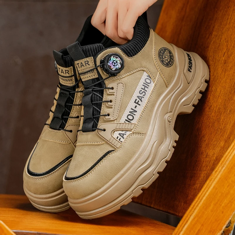 

Autumn and Winter Men's Mid-top Flat Low-heeled Solid Multi-color Options Available Four-season Leather Comfortable Work Boots