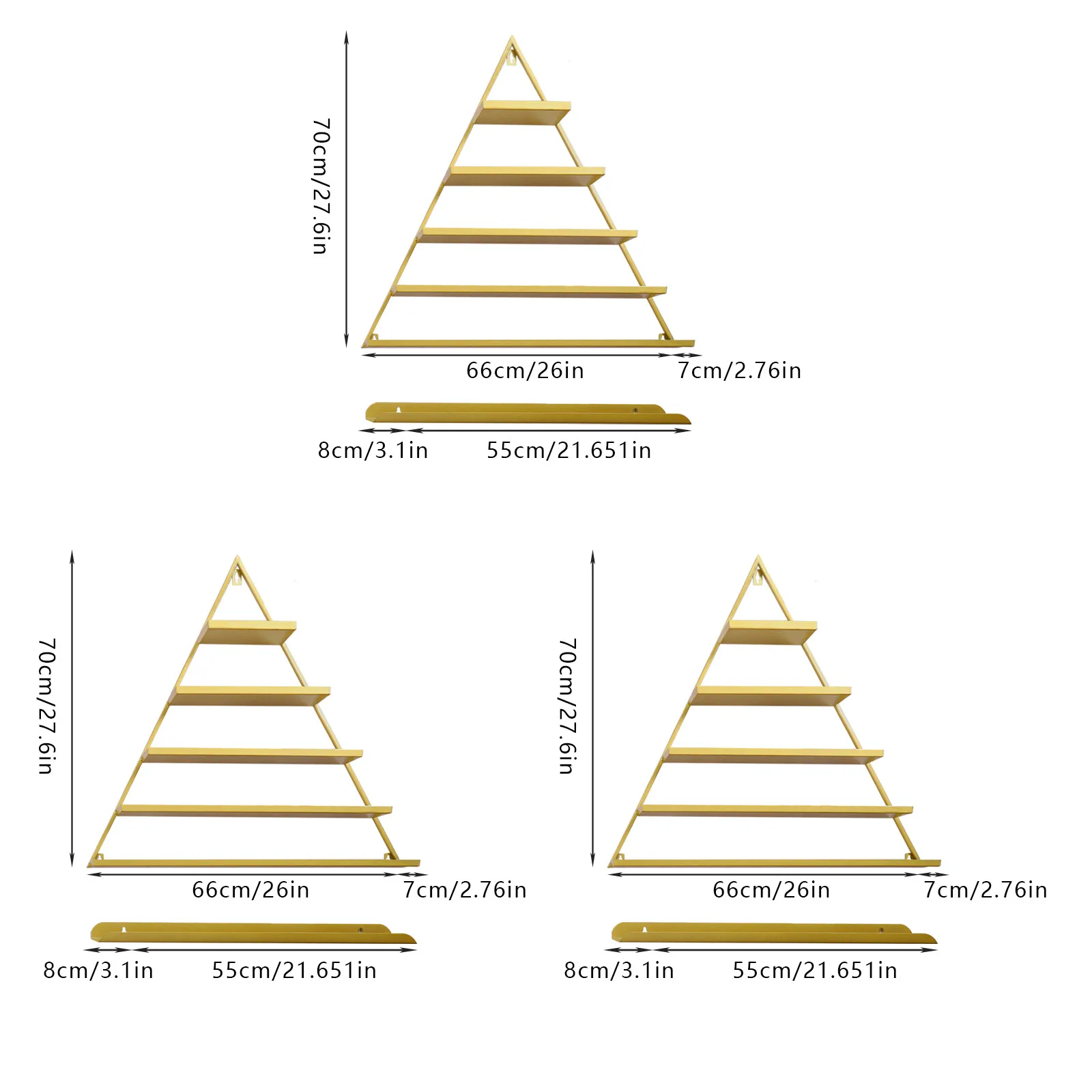 Espositore decorativo per smalti per unghie dorato, set organizer a 5 livelli montato a parete, scaffale salvaspazio per trucco cosmetico