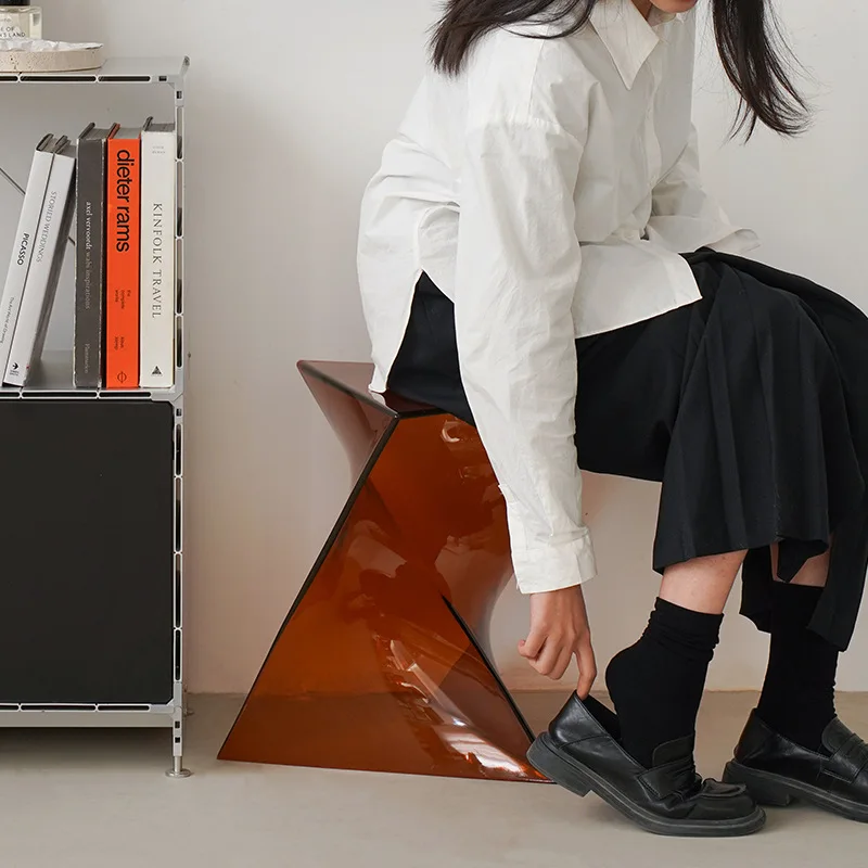 Modern simple small apartment acrylic geometric coffee table household corner table shoe changing