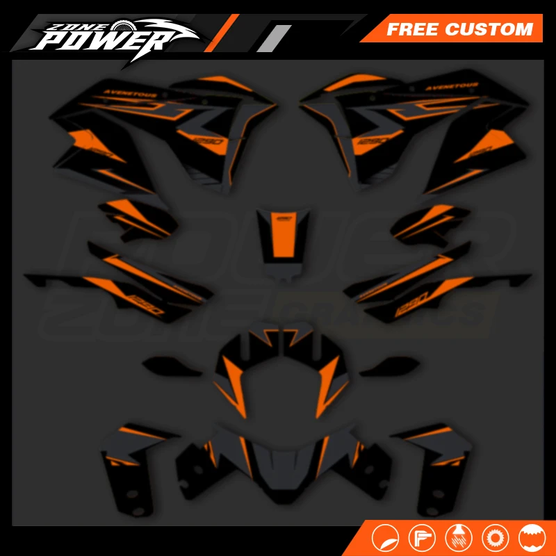 Мотоциклетная наклейка с графикой Powerzone, наборы деко для KTM ADV 1290 ADVENTURE ADV-R ADV-S 2017 2018 2019 2020, индивидуальные 11