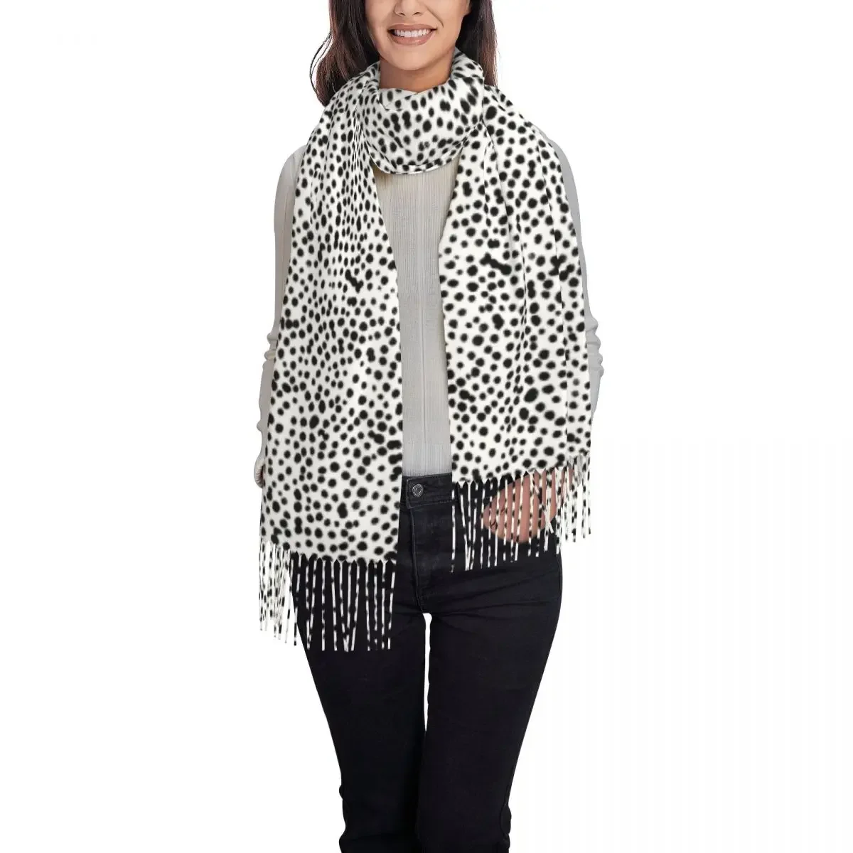 Outdoor Scarf Autumn Dalmatian Shawl Wrap Animal Prints Printed Foulard Womens Vintage Head Scarves