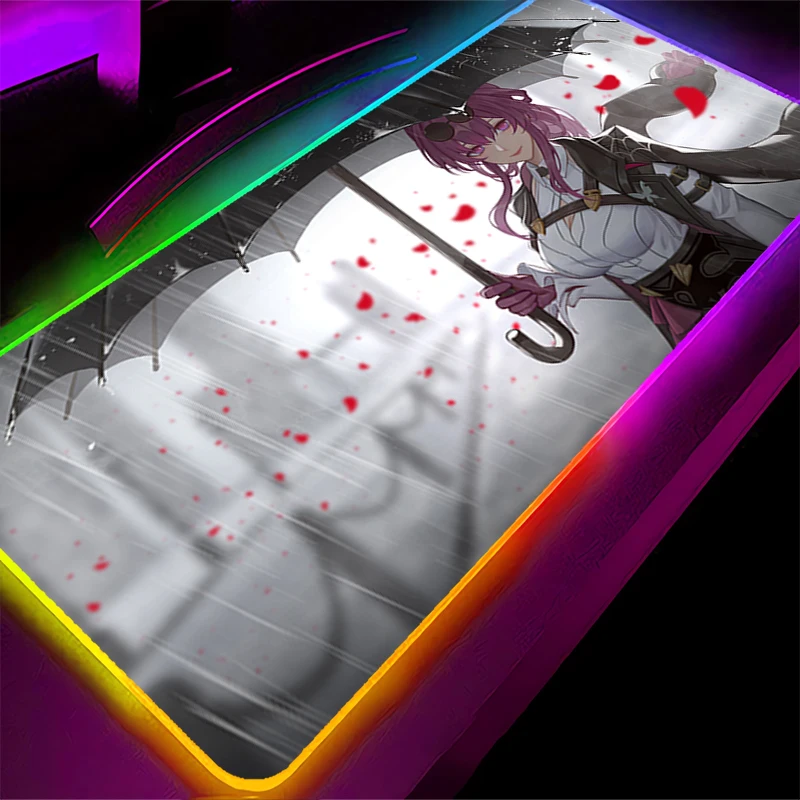 

RGB LED Mouse Pad Laptop Keyboard Pad Non-Slip Anime H-honkai Star Rail Robin Gaming Mat PC Accessories Mousepad Rubber Desk Mat