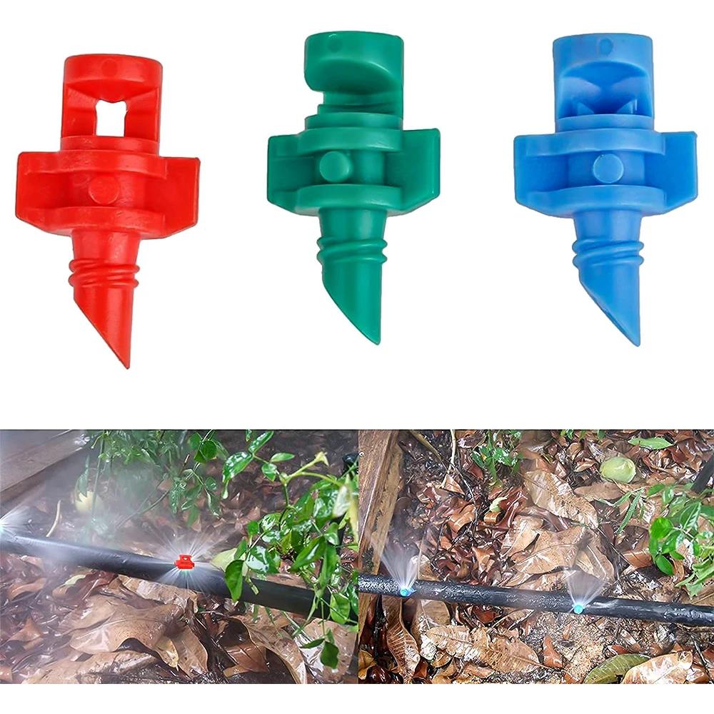 100Pcs 90/180/360° Drip Irrigation Emitters Misting Sprinkler Refraction Micro Sprayer Nozzles for Plants Lawn Water System