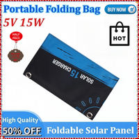 New 15W Foldable Solar Panel 5V USB Portable Folding Bag Battery Charger for Phone Cars Outdoor Camping Waterproof Power Bank