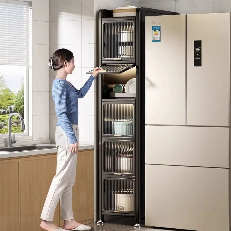 Kitchen crevice storage cabinet, floor to floor multi story storage cabinet, ultra narrow refrigerator crevice storage cabinet