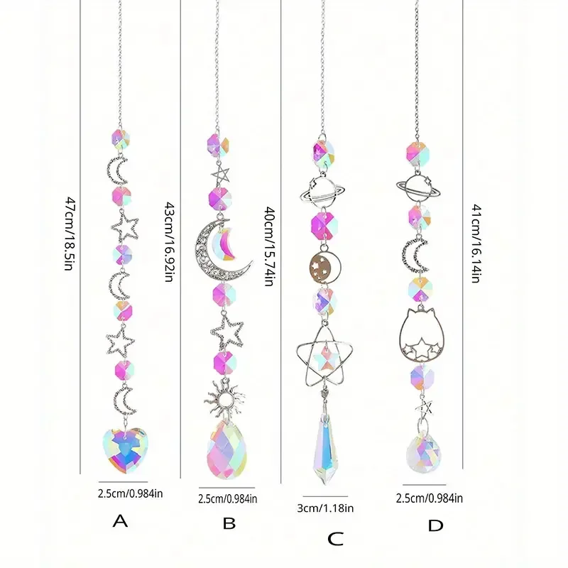 1Pc Galaxy Stars Moon Crystal Hanging Sun Light Catcher For Outdoor Garden Home Bedroom