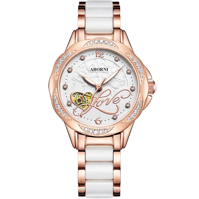 ساعات آلية نسائية طبيعية للنساء والفتيات هدايا مجوهرات بحزام فولاذي للسيدات ساعات يد أوتوماتيكية ساعات Relogio Feminino