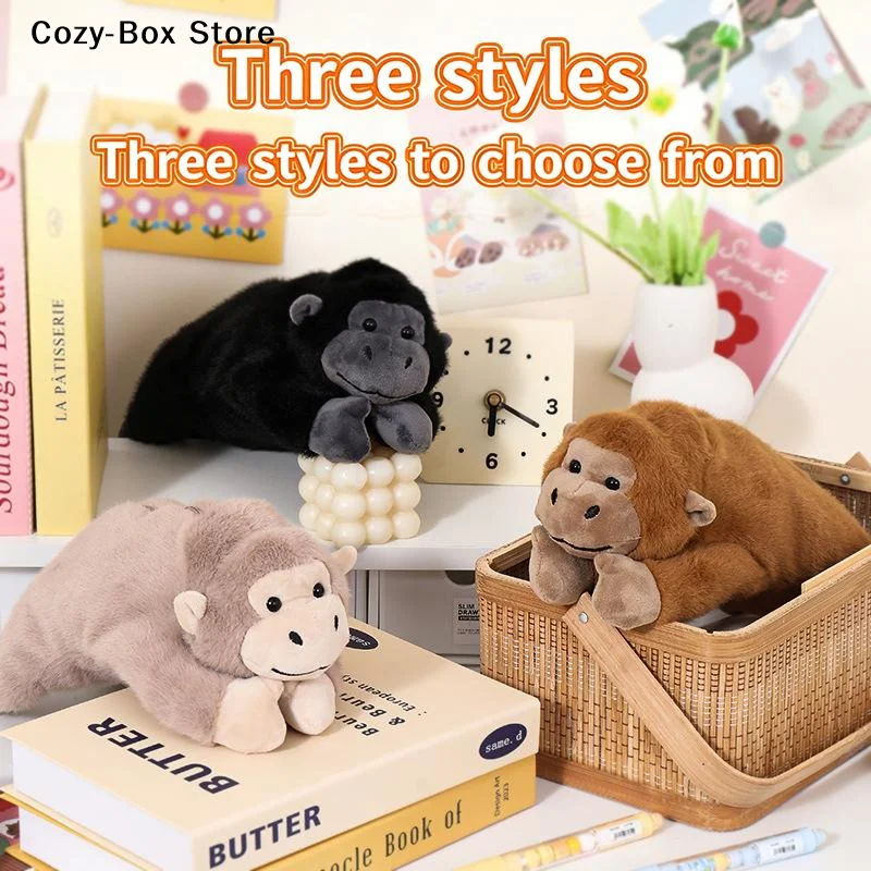 [ZY]Cute Cartoon Gorilla Plush Pen Bag Funny Student Animal Pencil Cases Fashion Large Capacity Stationery Storage Bag Gifts[ZY]