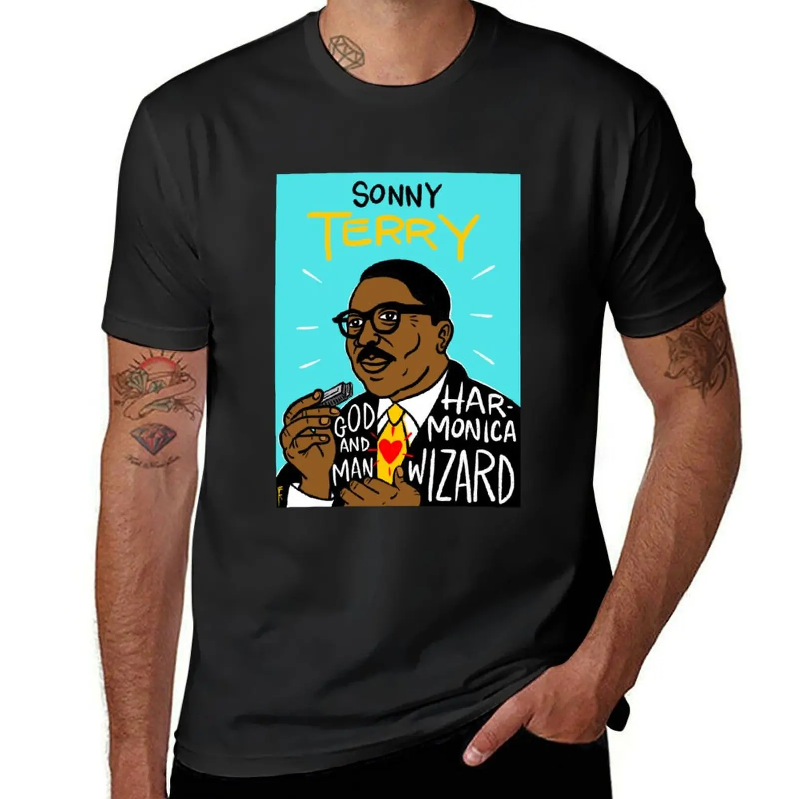 Sonny Terry Blues Folk Art T-Shirt plain tees blanks mens plain t shirts