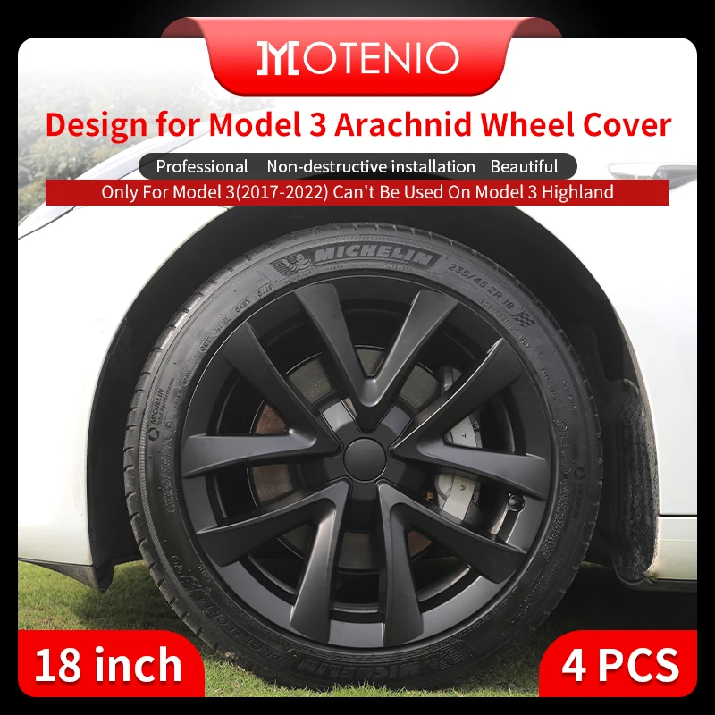 4PCS For TESLA Model 3 18 Inch Arachnid Wheel Cover Hubcaps  Cap Only For Model 3(2017-2023) Can't Be Used On Model 3 Highland