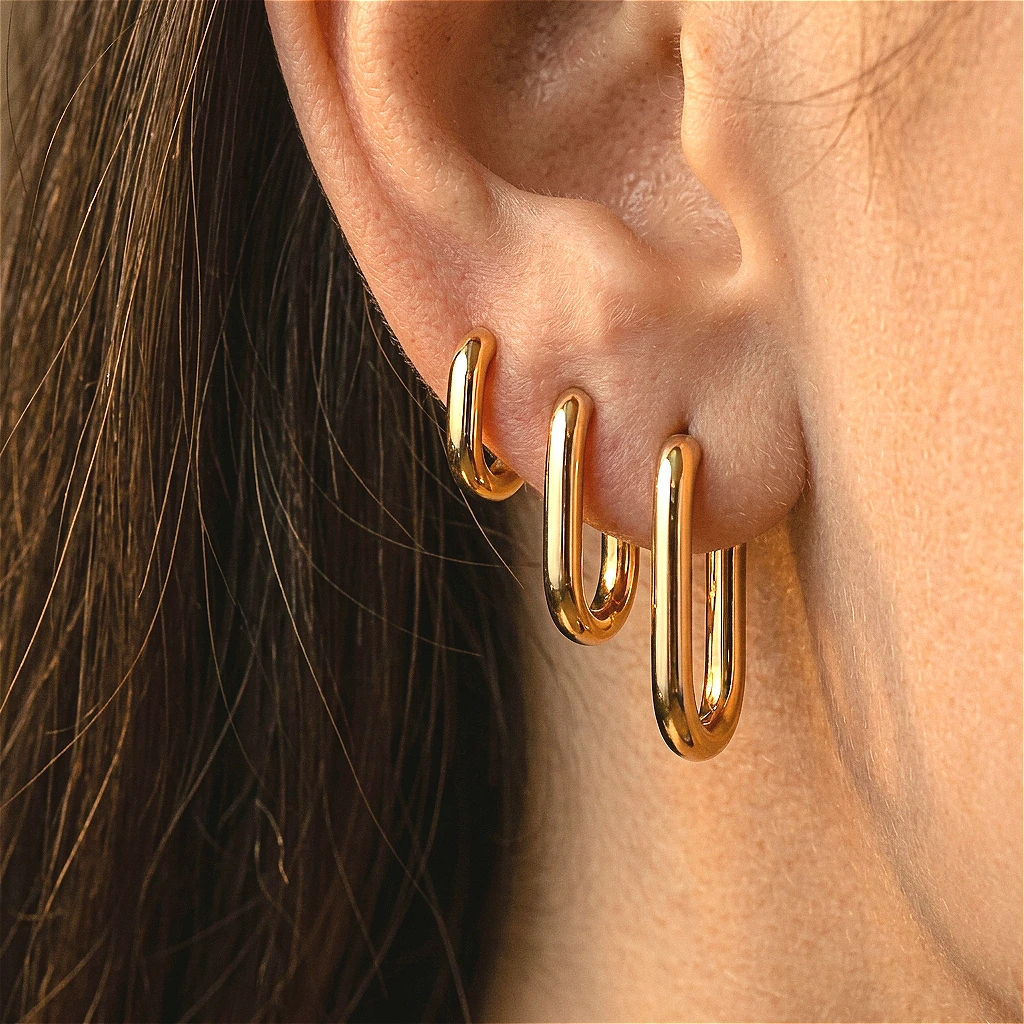 3mm  Rectangular U-Shaped Huggies Hoop Earrings Stackable Geometric Chunky Vintage Minimalist Engagement Jewelry Accessories