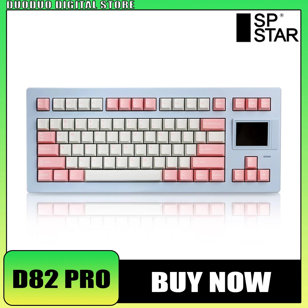 SP-Star D82 Pro Mechanical Keyboard Smart Screen Three Mode 8000mAh RGB Wireless Gaming Keyboard Hot-Swap Gasket Pc Gamer Gifts