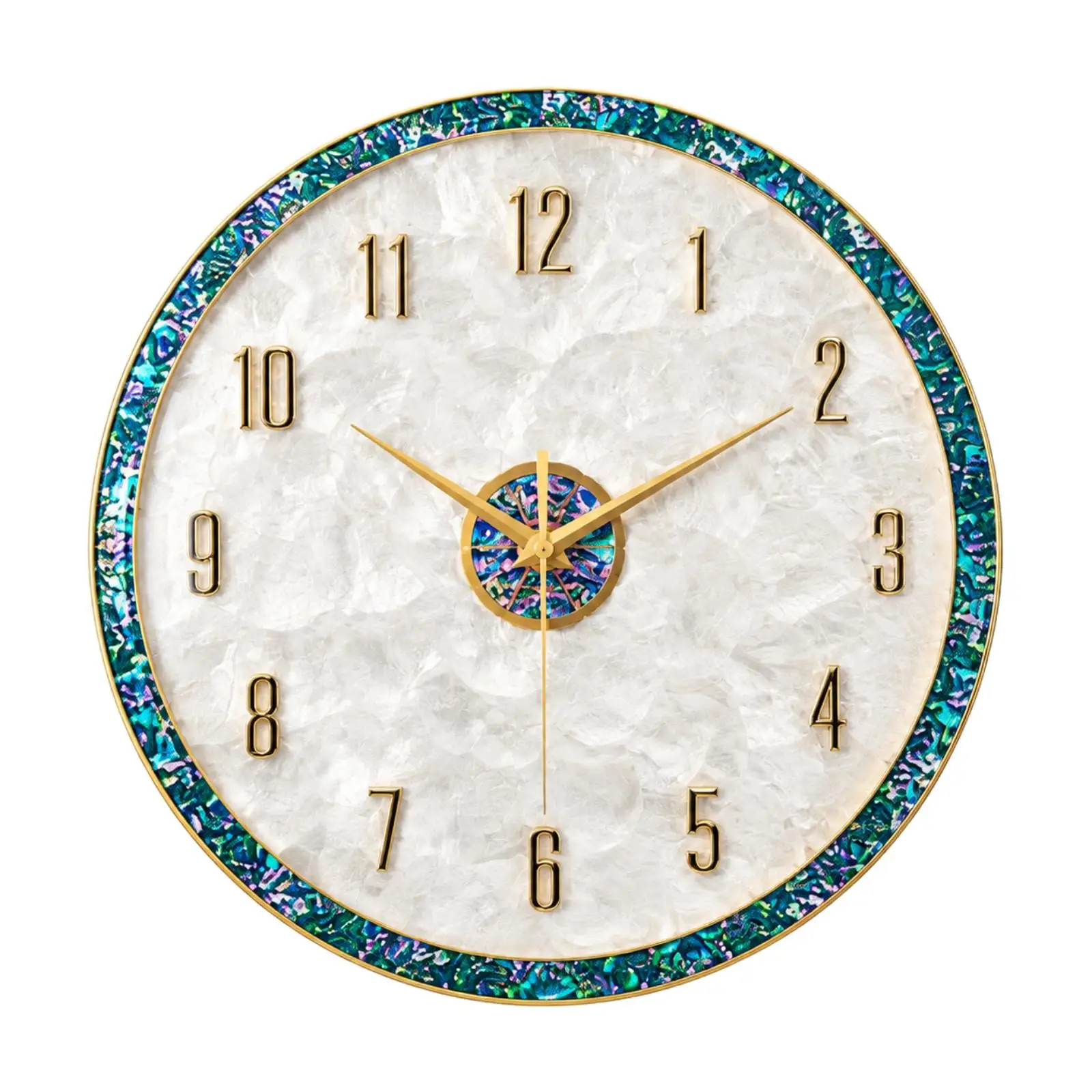 Shell Decor Silent Wall Clock Sleek Aluminum Frame Elegant Analog Timepiece for Living Room Bedroom Workspace Art