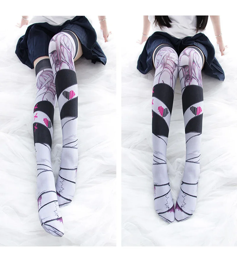 Electronic Music Girl Over The Knee Stockings Halloween Dark Series Bat Striped Thigh Socks Cartoon Two-Dimensional JK Stockings