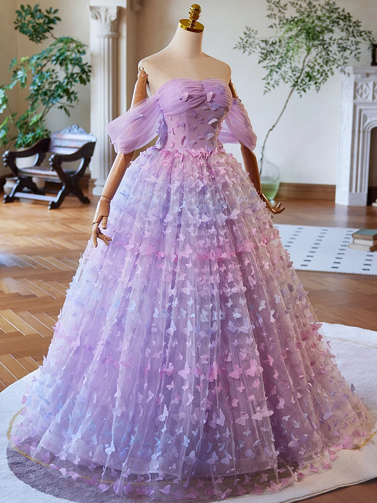 3D mariposa 15 vestidos de quinceañera vestido de baile dulce fuera del hombro vestido de fiesta vestido de fiesta Formal personalizado para princesa