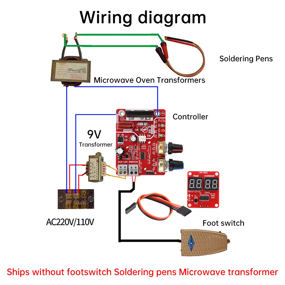 NY-D01 100A Spot Welder Control Module 110V/220V Transformer Digital Spot Welding Machine Time And Current Controller Board