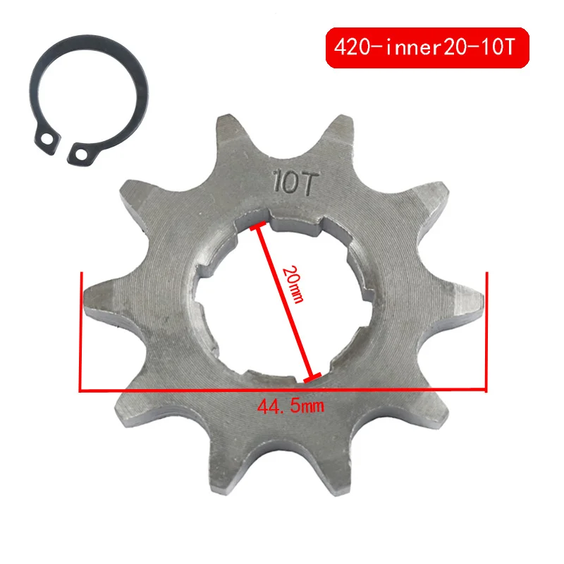 1set Silver 20mm Bore 10-Tooth Sprocket/Pinion Suitable for Off-road Motorcycles, Go-karts, ATVs Chain Tensioner