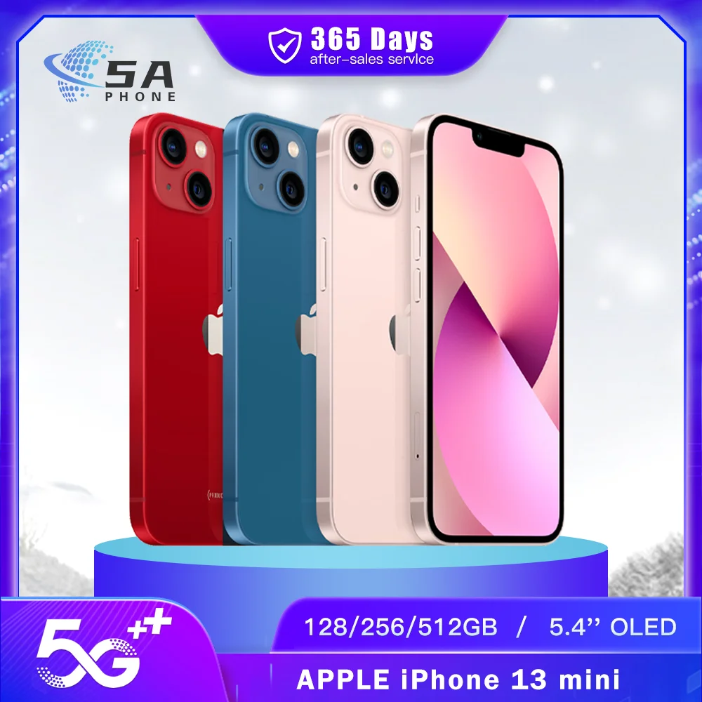 Original Apple iPhone 13 Mini 5G Mobile Phone NFC Face ID 4GB RAM 128/256/512GB ROM 5.4'' OLED Screen A15 Hexa-Core SmartPhone