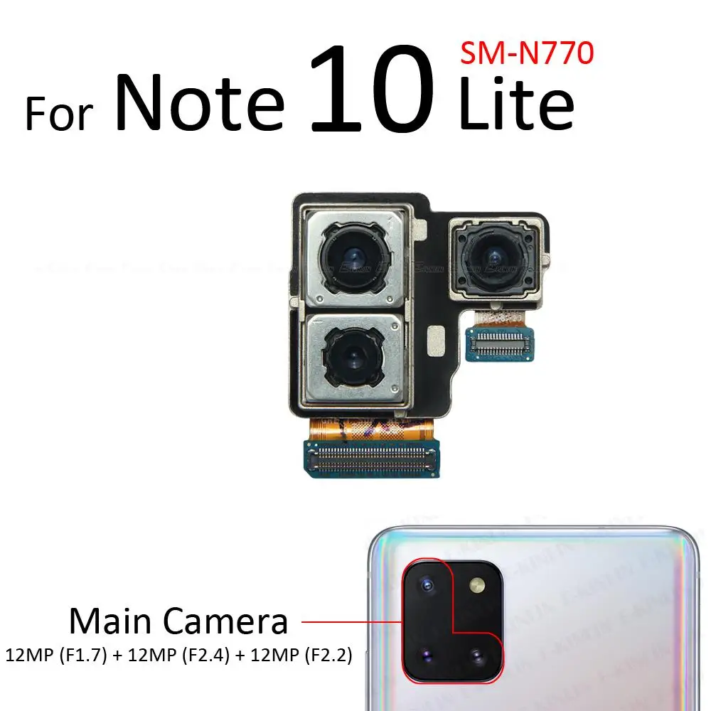 Back Rear Main Camera For Samsung Galaxy Note 10 Plus Lite Front Selfie Camera Flex Cable Repair Parts