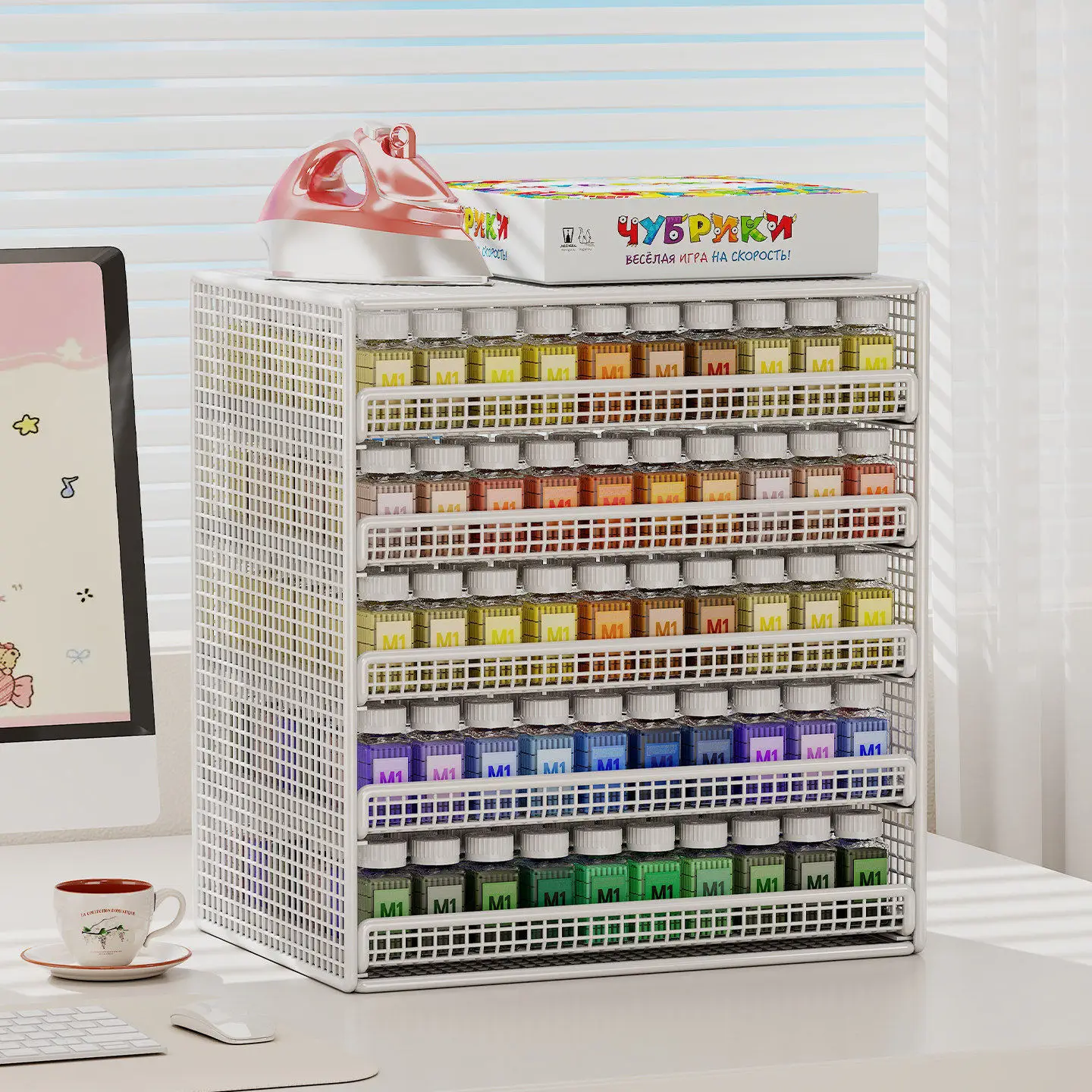 HYS multi-layer grid drawer type bean storage shelf desktop handmade paint compartment storage box figure zero classification