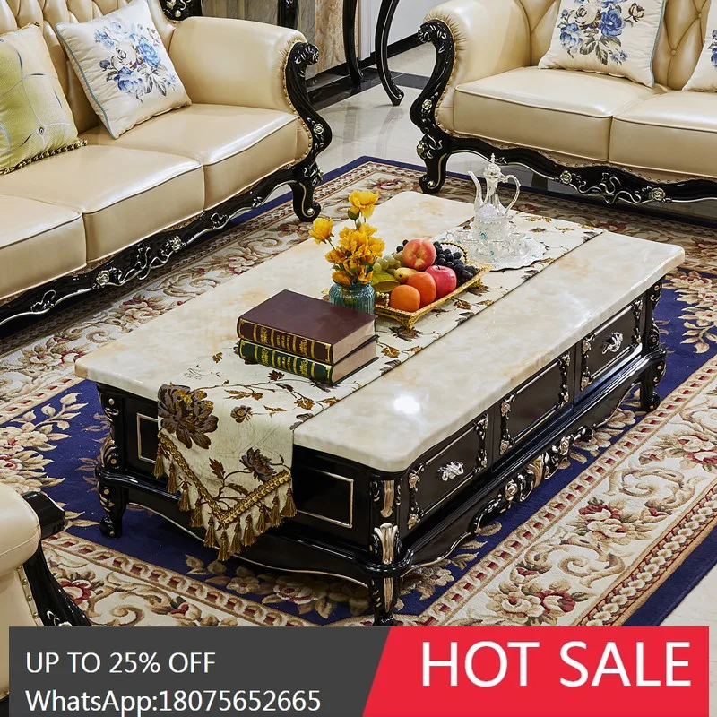 

HLZ European-style Coffee Table Simple Living Room Modern Style Small Apartment Solid Wood Tea Table