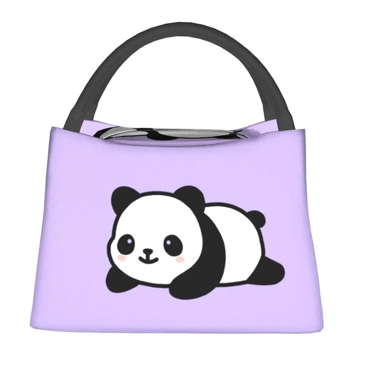 Cute Panda Purple Lunch Bag Animals Cartoon School Lunch Box For Child Vintage Custom Thermal Lunch Bags Oxford Cooler Bag