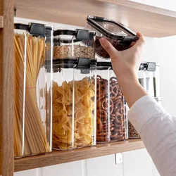 460~1800ml Stackable Storage Box Transparent Kitchen Containers Noodles Spaghetti Sealed Tank Dry Food Cans Organizers Bottles