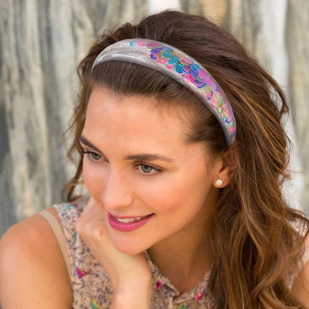 Transparent Quicksand Headbands For Children Kids Girls Fashion Glitter Sequin Teeth Hairbands Bezel Hair Hoops Hair Accessories image 2