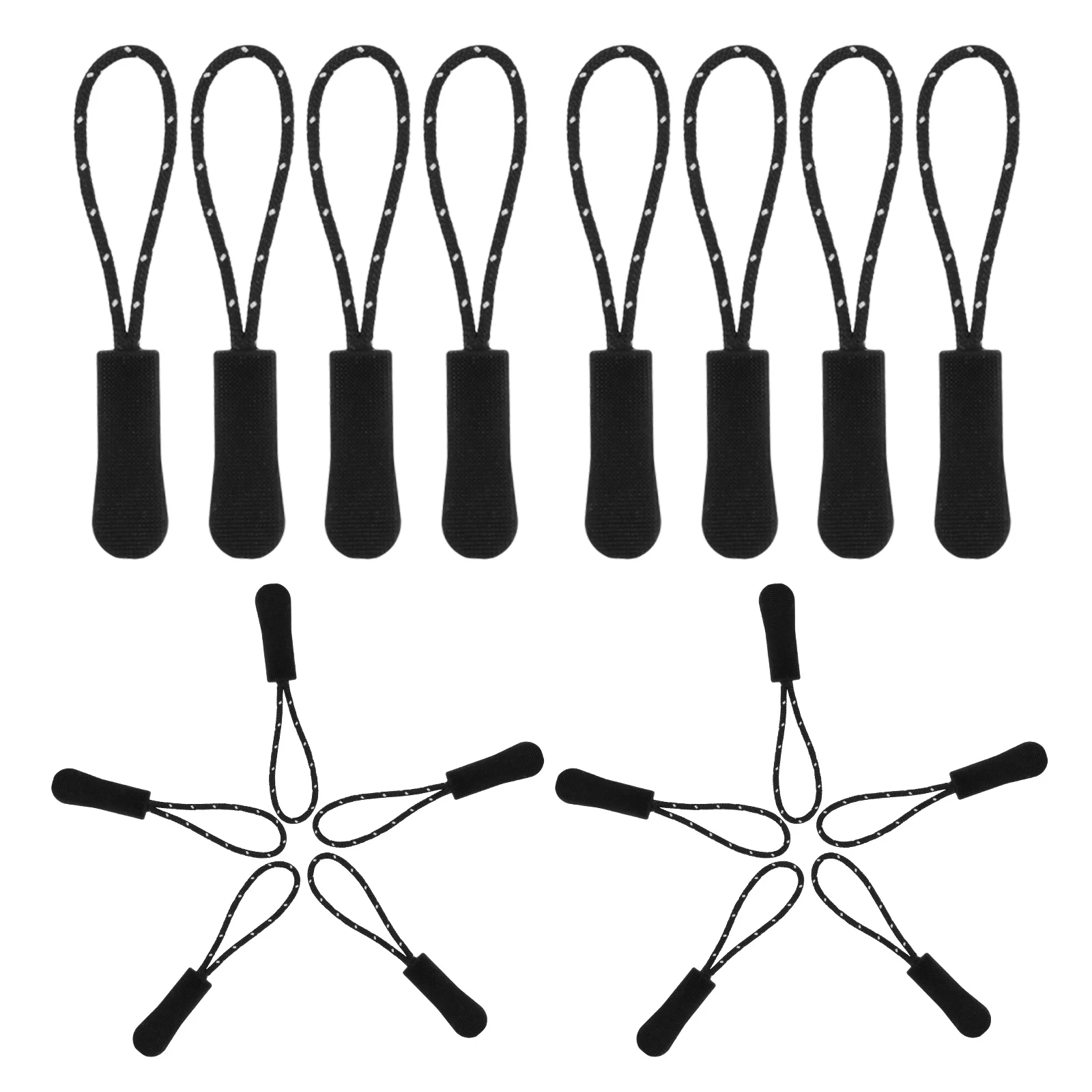

50pcs Zipper Head Replacement Rope Pull Tabs Cord Ends for Jacket Luggage Bags Heavy Duty Universal Zipper Buckle
