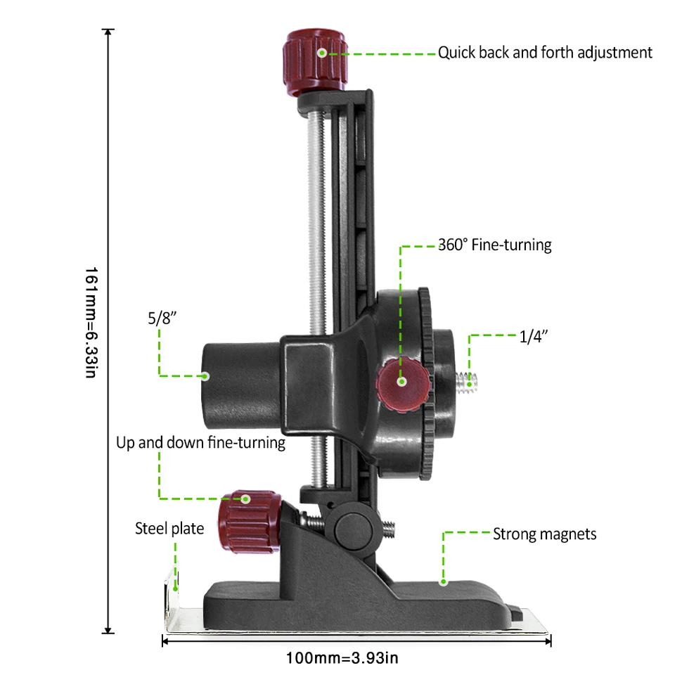 ZOKOUN Laser Level Fine-Tuning Wall Bracket Strong Magnetic Pivoting Hanging Base with 360° Adjustable Clip For 3D Laser