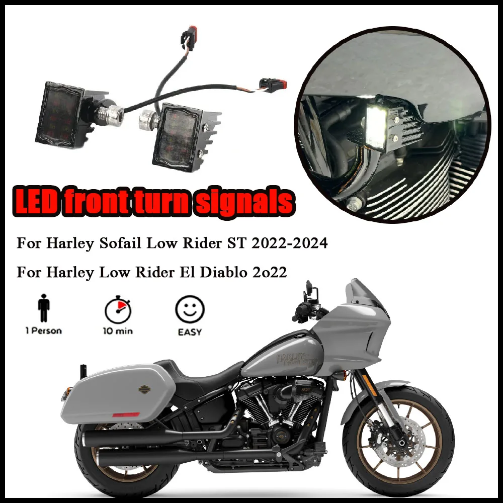 

Аксессуар для мотоцикла, светодиодные передние указатели поворота, индикатор освещения, подходит для Harley Softail Low Rider ST/Low Rider El Diablo 2022-2024