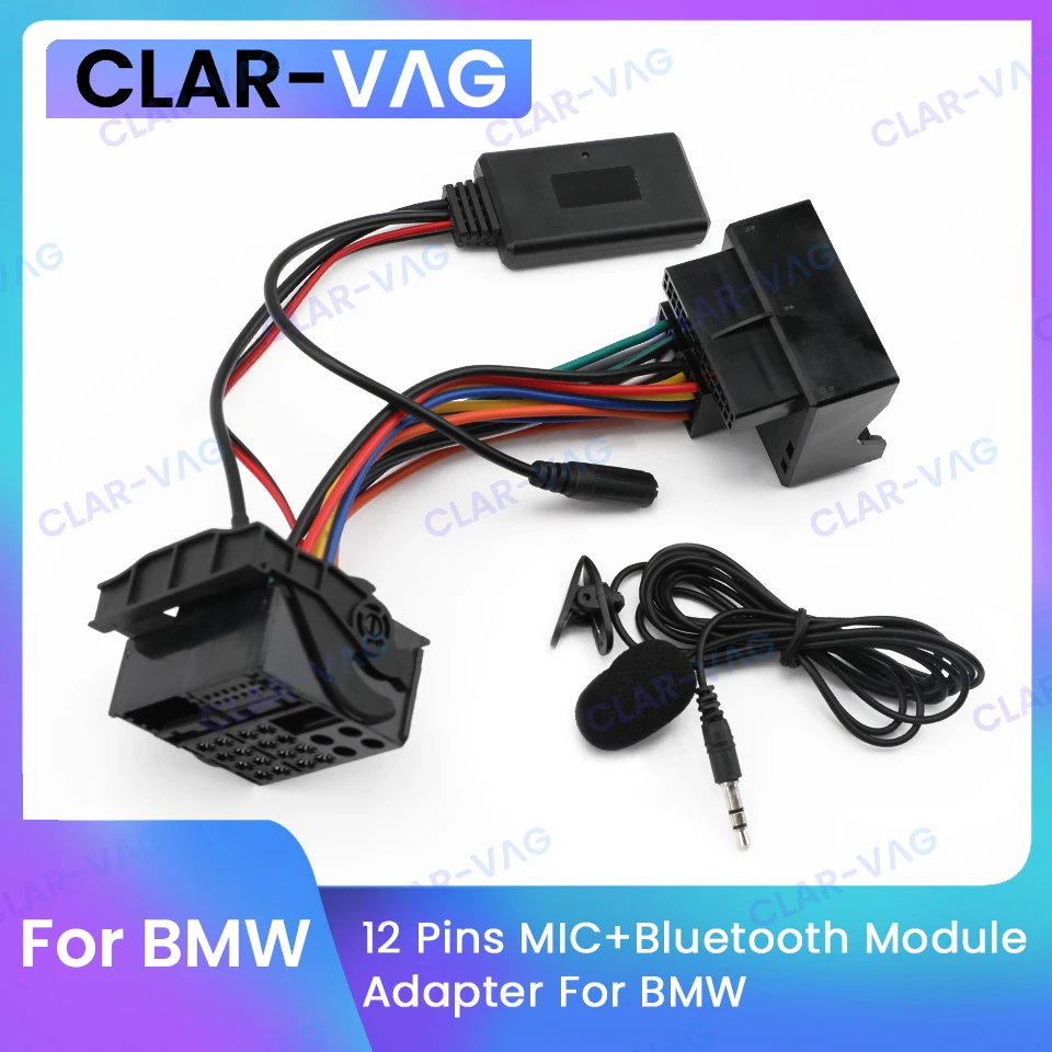 Bluetooth 5.0 Module Receiver Adapter Radio Stereo AUX Cable Adapter 12 Pins for BMW E60 E63 E64 E61 E62