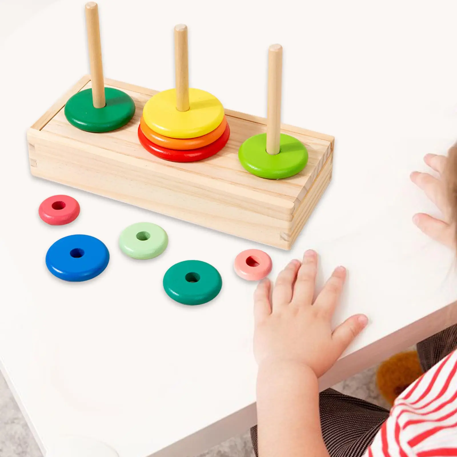 Stacking Ring Toy Infant Mind Development Kids Colorful Wood Early Learning Toy Logical Thinking Logic Tower Playing DIY Game