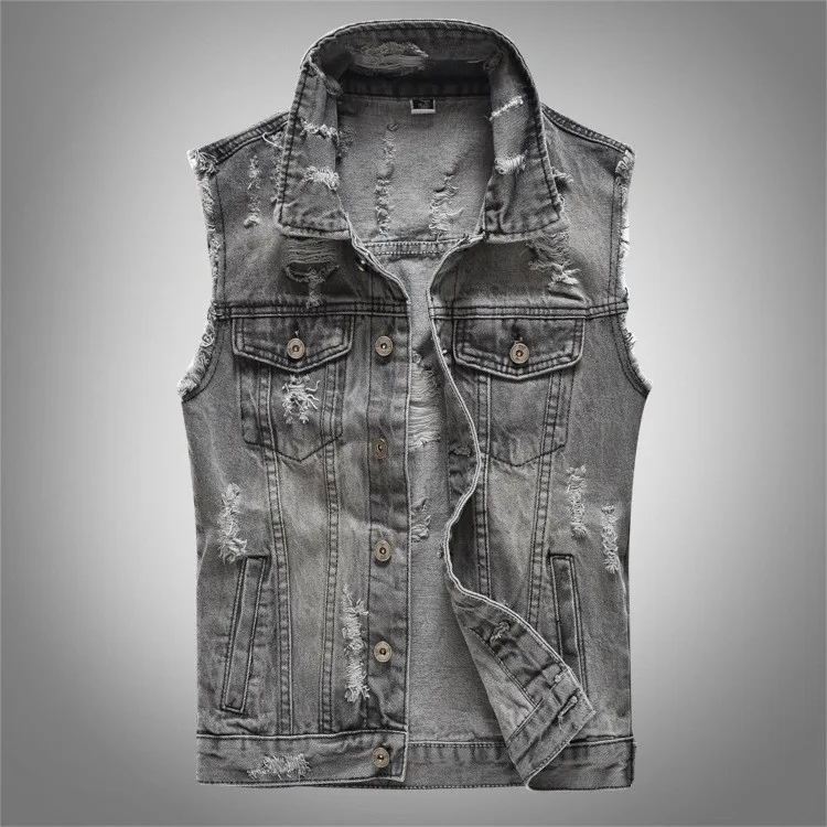 Men's Casual Sleeveless Vest Denim Motorcycle Waistcoat Button Streetwear Layered Top Daily Party Travel Outfit MA133