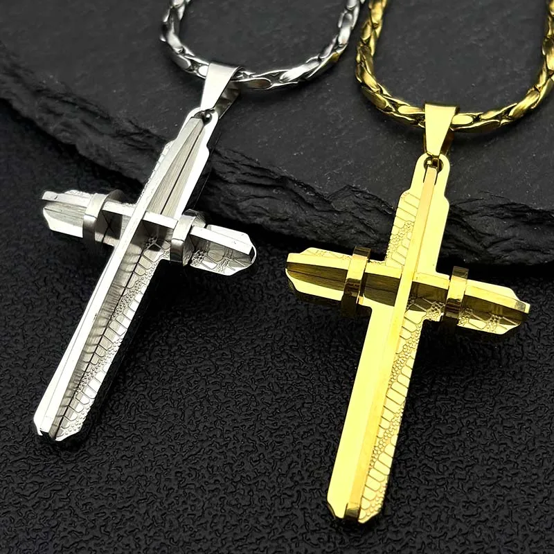 Religiöse Jesus Kreuz Halskette Edelstahl Gold Farbe männer Christian Anhänger Halsketten Schmuck corrente masculina N2341S02