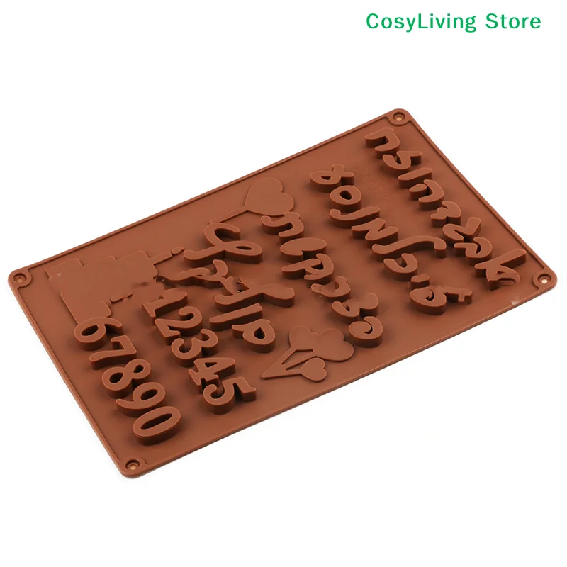 1Pc DIY Silicone Chocolate Mold 3D Hebrew Letters Arabic Numbers For Baking Cake Bakeware Mould Decorating Tools
