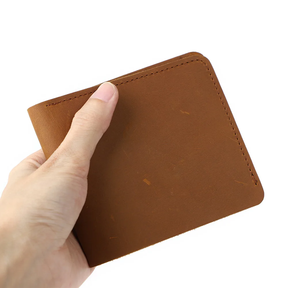 Genuine Leather Men's Wallet Vintage Fashionable Credit Card Holder Small Slim Cash Purse Brown