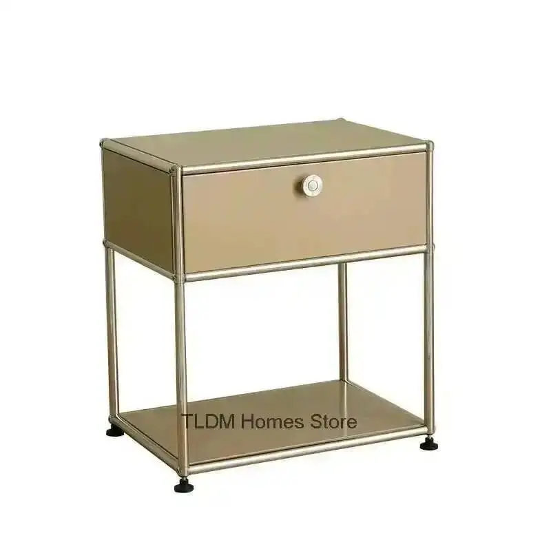 

Современная минималистичная прикроватная тумбочка из стали в средневековом стиле, модульная мебель для спальни, тумба-столик для ТВ с местом для хранения, из нержавеющей стали
