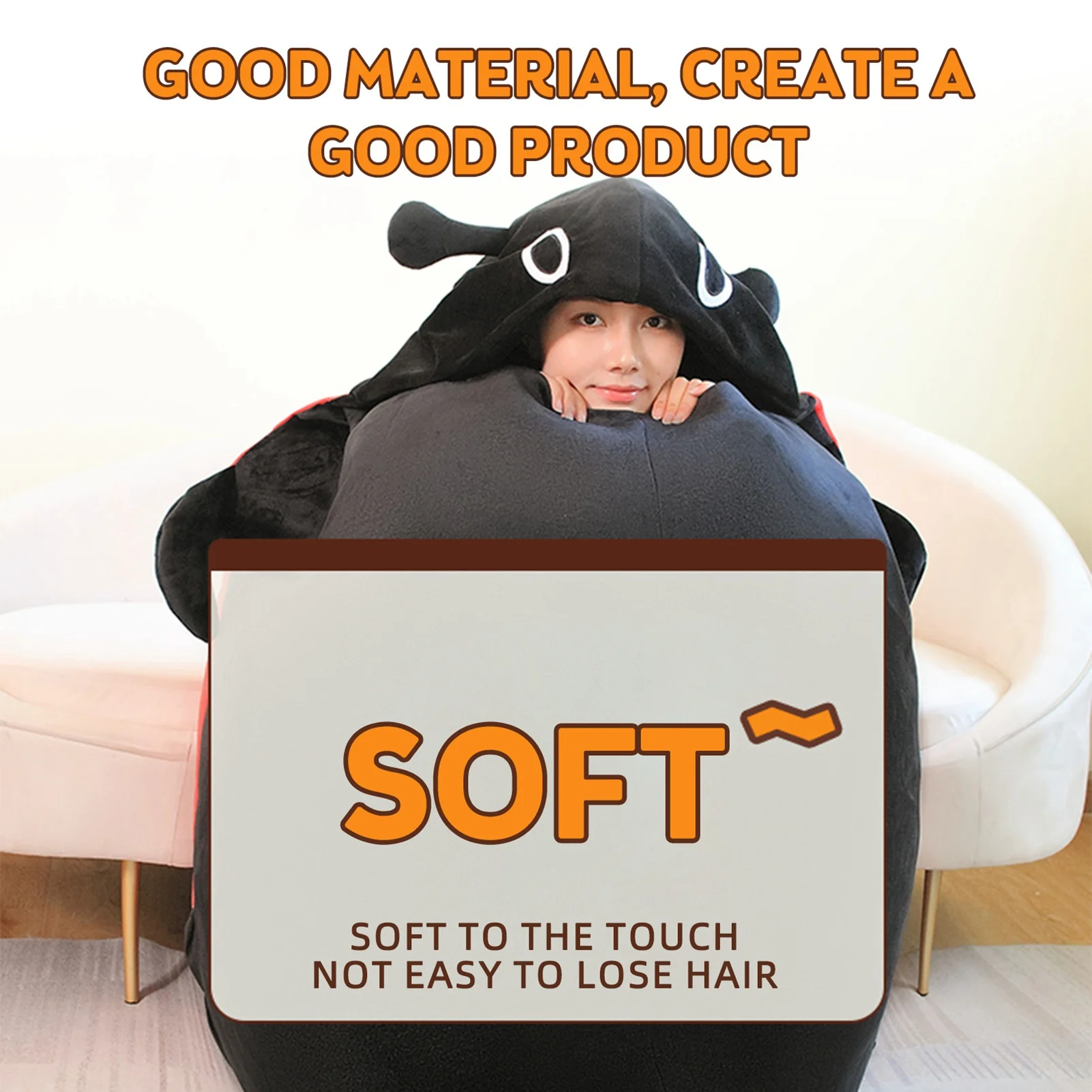 Draagbaar lieveheersbeestje Kussen Schattig Warm Slapen Draagbaar Pluche Afneembaar Oversized 60 cm/23 inch Gigantisch draagbaar lieveheersbeestje Kussen voor kinderen