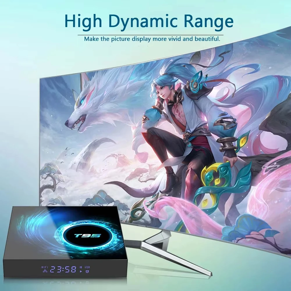 صندوق التلفزيون الذكي Android 14 T95 6K Allwinnerh616 مشغل الوسائط المزدوج واي فاي بلوتوث 5.4 مع جهاز التحكم عن بعد دعم Google Voice Set Top Box #5