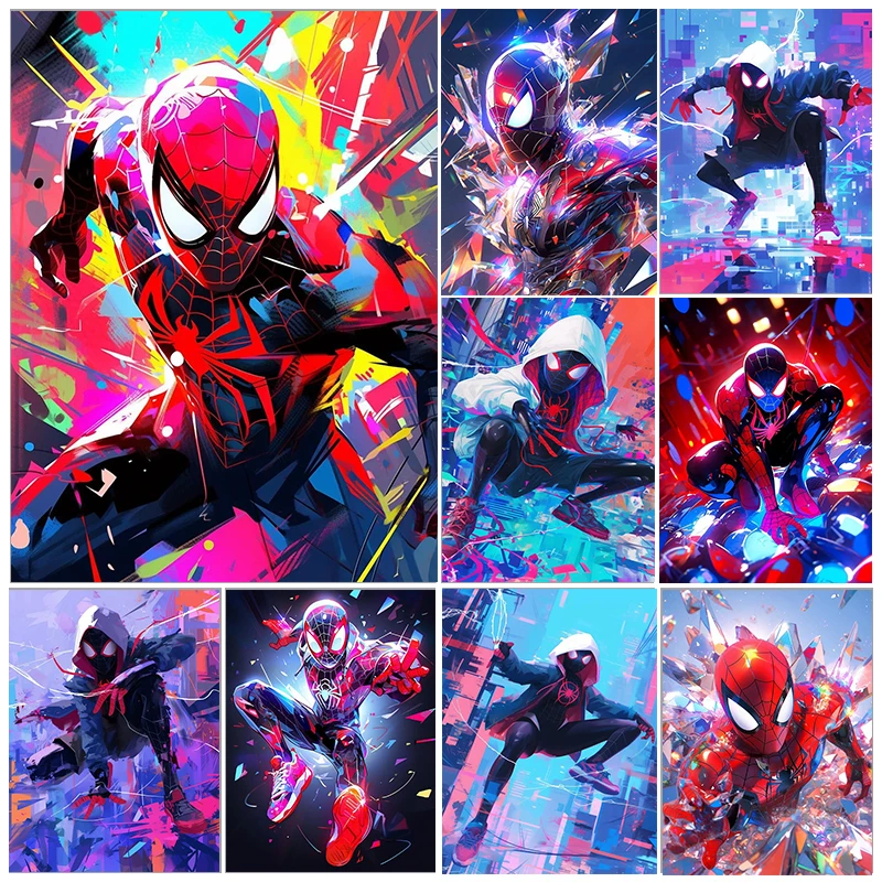 Marvel Diamond Painting Kit Spider Man Trendy Picture Stickers Diamond Embroidery Superhero Handmade DIY Mosaic Home Decoration