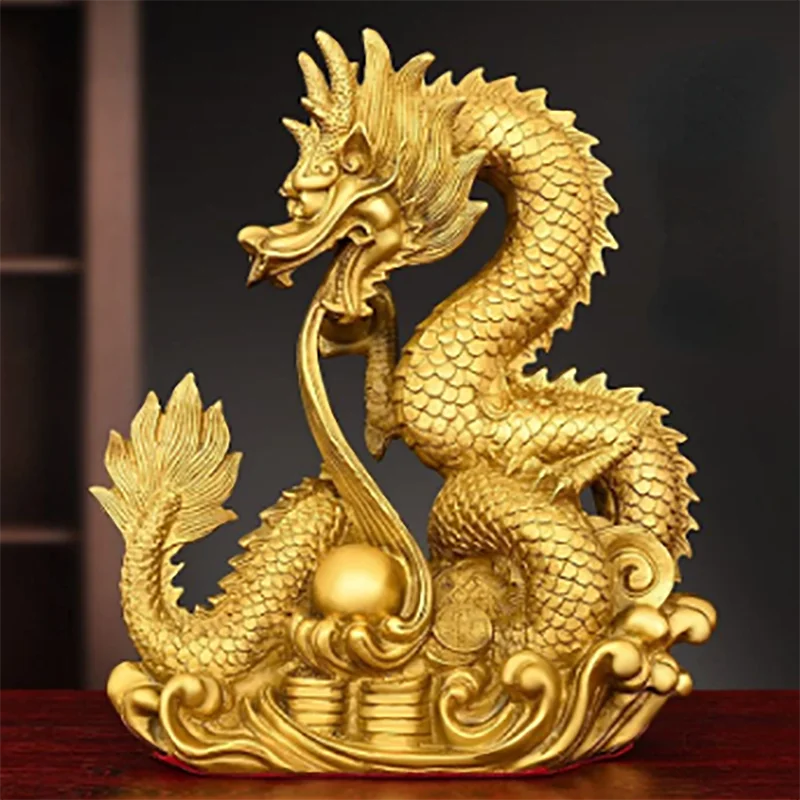 

Zhaocai Copper Dragon Decoration Xianglong Xianrui Xizhu Dragon Five Claw Dragon Home Office Table Crafts