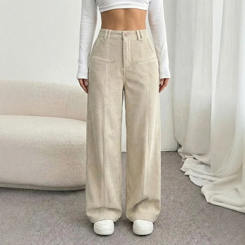 

Женские брюки KEXU с высокой талией и широкими штанинами, повседневные, стройнящие, универсальные, в простом стиле